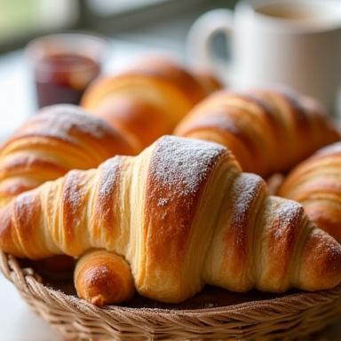 Cornetti caldi appena sfornati per la colazione.